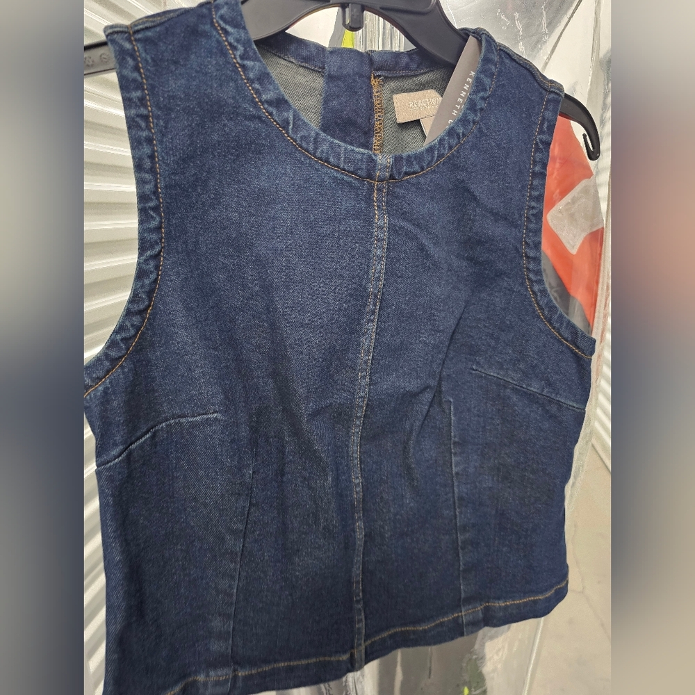 Kenneth Cole Reaction Dark Blue Denim Top, Size M, NWT